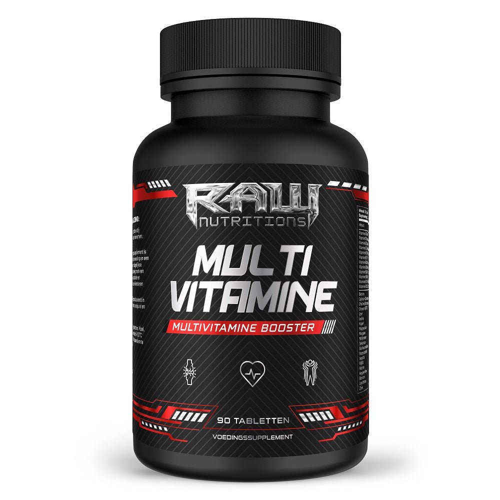 RawSupps Multivitamine supplement bottle with 90 tablets for daily vitamin and mineral support.