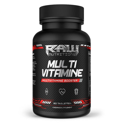 RawSupps Multivitamine supplement bottle with 90 tablets for daily vitamin and mineral support.