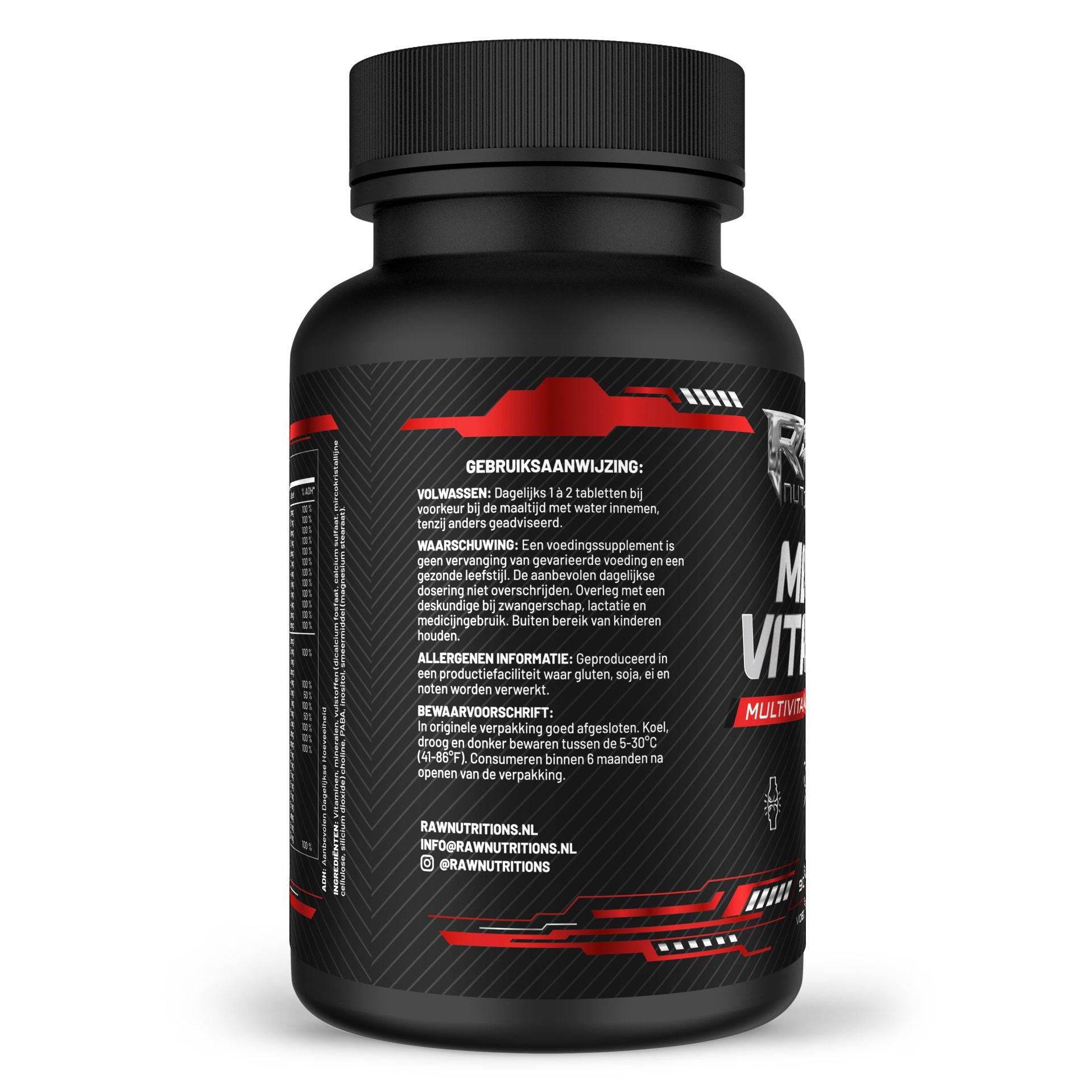 Multivitamine bottle from RawSupps with essential vitamins and minerals for daily support.