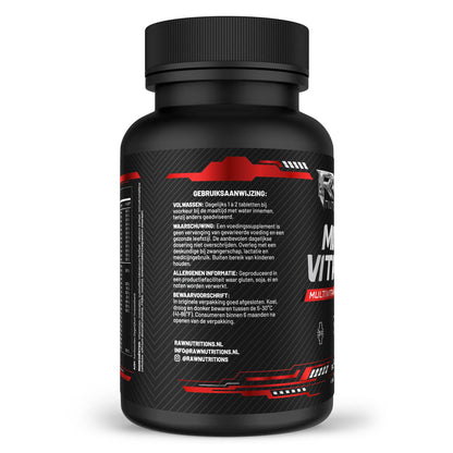 Multivitamine bottle from RawSupps with essential vitamins and minerals for daily support.